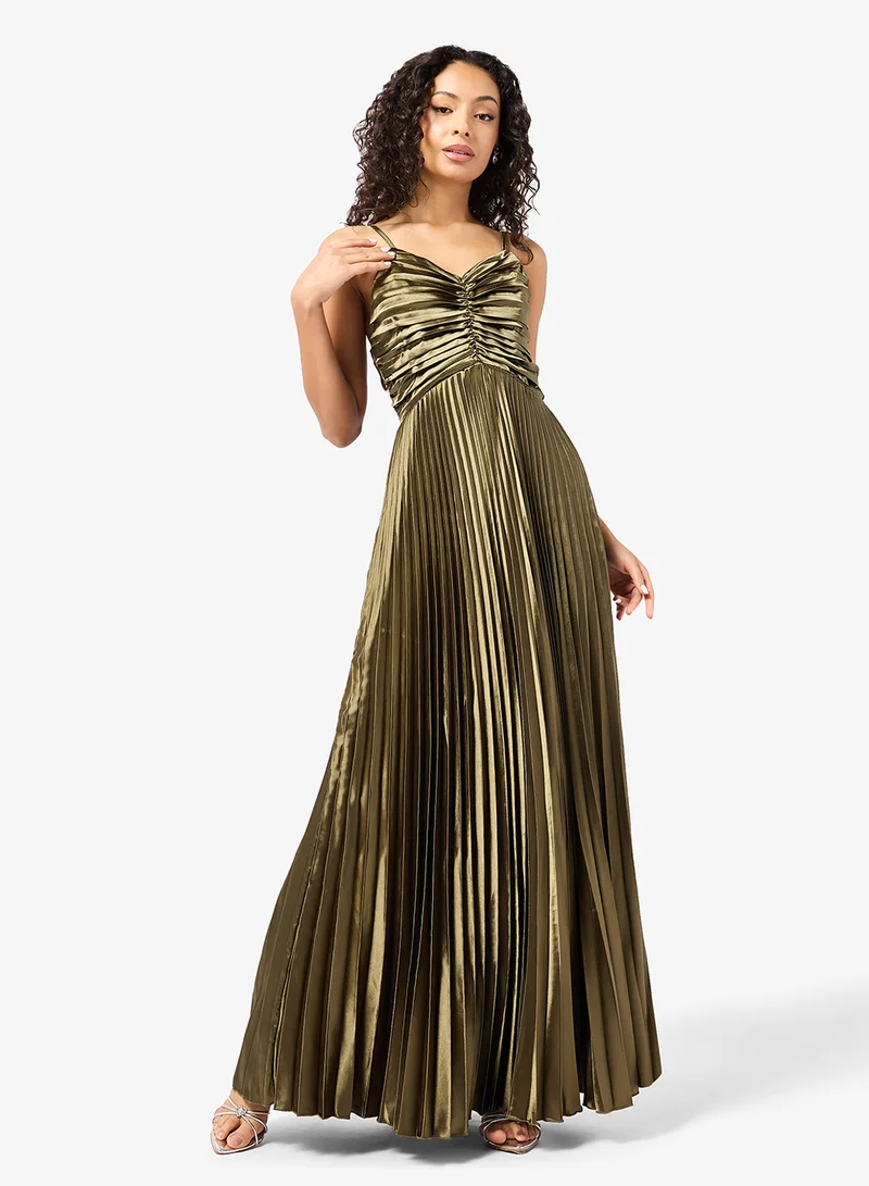 Ginger Strappy Plisse A Line Dress